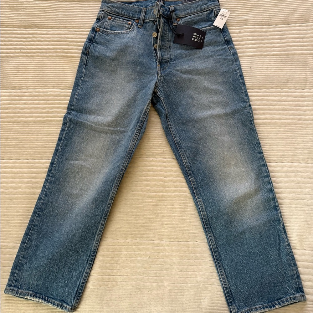 Gap high rise cheeky straight jeans cropped NWT denim size 28 Petite